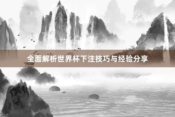 全面解析世界杯下注技巧与经验分享