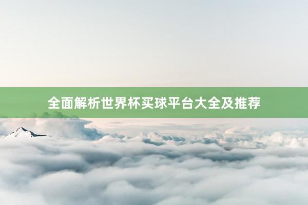 全面解析世界杯买球平台大全及推荐